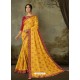 Yellow Latest Designer Party Wear Embroidered Poly Silk Sari