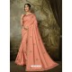 Peach Latest Designer Party Wear Embroidered Poly Silk Sari