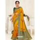 Yellow Latest Designer Party Wear Embroidered Poly Silk Sari