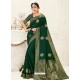 Dark Green Latest Designer Party Wear Embroidered Poly Silk Sari