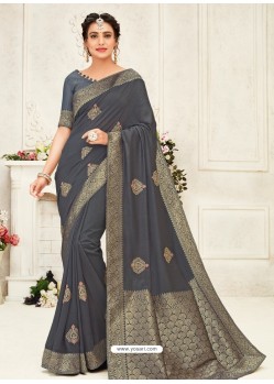 Pigeon Latest Designer Party Wear Embroidered Poly Silk Sari