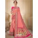 Light Red Designer Traditional Wear Silk Wedding Sari