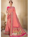 Light Red Designer Traditional Wear Silk Wedding Sari