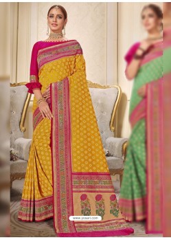 Mustard Designer Traditional Wear Silk Wedding Sari