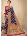 Dark Blue Designer Traditional Wear Silk Wedding Sari