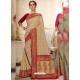 Beige Designer Traditional Wear Silk Wedding Sari
