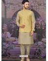 Beige Readymade Designer Kurta Pajama With Jacket For Men