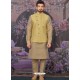 Gold Readymade Designer Kurta Pajama With Jacket For Men