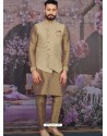 Camel Readymade Designer Kurta Pajama With Jacket For Men