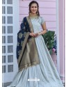 Light Grey Heavy Embroidered Designer Party Wear Gown Style Anarkali Suit