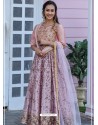 Dusty Pink Heavy Embroidered Designer Party Wear Gown Style Anarkali Suit