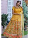 Yellow Heavy Embroidered Designer Party Wear Gown Style Anarkali Suit