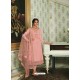 Pink Designer Party Wear Pure Tussar Silk Straight Salwar Suit
