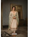 Off White Designer Party Wear Pure Tussar Silk Straight Salwar Suit