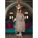 Light Grey Designer Party Wear Pure Tussar Silk Straight Salwar Suit