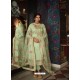 Sea Green Designer Party Wear Pure Tussar Silk Straight Salwar Suit