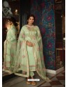 Sea Green Designer Party Wear Pure Tussar Silk Straight Salwar Suit