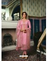 Light Pink Designer Party Wear Pure Tussar Silk Straight Salwar Suit