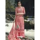 Light Red Designer Wear Pure Pashmina Palazzo Salwar Suit