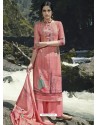 Light Red Designer Wear Pure Pashmina Palazzo Salwar Suit