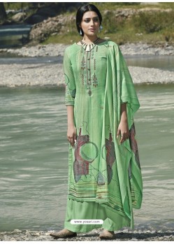 Jade Green Designer Wear Pure Pashmina Palazzo Salwar Suit