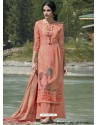 Peach Designer Wear Pure Pashmina Palazzo Salwar Suit