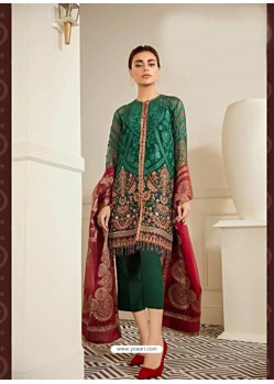 Dark Green Latest Wedding Wear Designer Georgette Pakistani Suit
