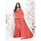 Peach Designer Embroidered Vichitra Silk Party Wear Sari