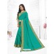 Aqua Mint Designer Embroidered Vichitra Silk Party Wear Sari