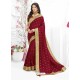 Maroon Designer Embroidered Vichitra Silk Party Wear Sari