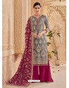 Grey Latest Party Wear Designer Faux Georgette Palazzo Salwar Suit