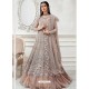 Light Brown Heavy Designer Embroidered Party Wear Gown Style Anarkali Suit