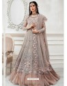 Light Brown Heavy Designer Embroidered Party Wear Gown Style Anarkali Suit