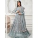 Grey Heavy Designer Embroidered Party Wear Gown Style Anarkali Suit