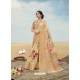 Beige Designer Printed Linen Zari Party Wear Sari