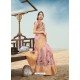 Pink Designer Printed Linen Zari Party Wear Sari