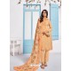 Light Orange Designer Embroidered Chinnon Party Wear Palazzo Suit