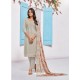 Light Grey Designer Embroidered Chinnon Party Wear Palazzo Suit