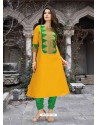 Yellow Designer Anarkali Style Party Wear Poly Cotton Kurti
