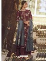 Maroon Designer Wear Pure Pashmina Palazzo Salwar Suit