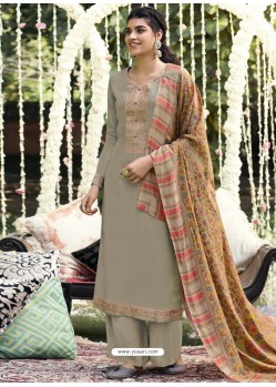 Taupe Designer Wear Pashmina Palazzo Salwar Suit