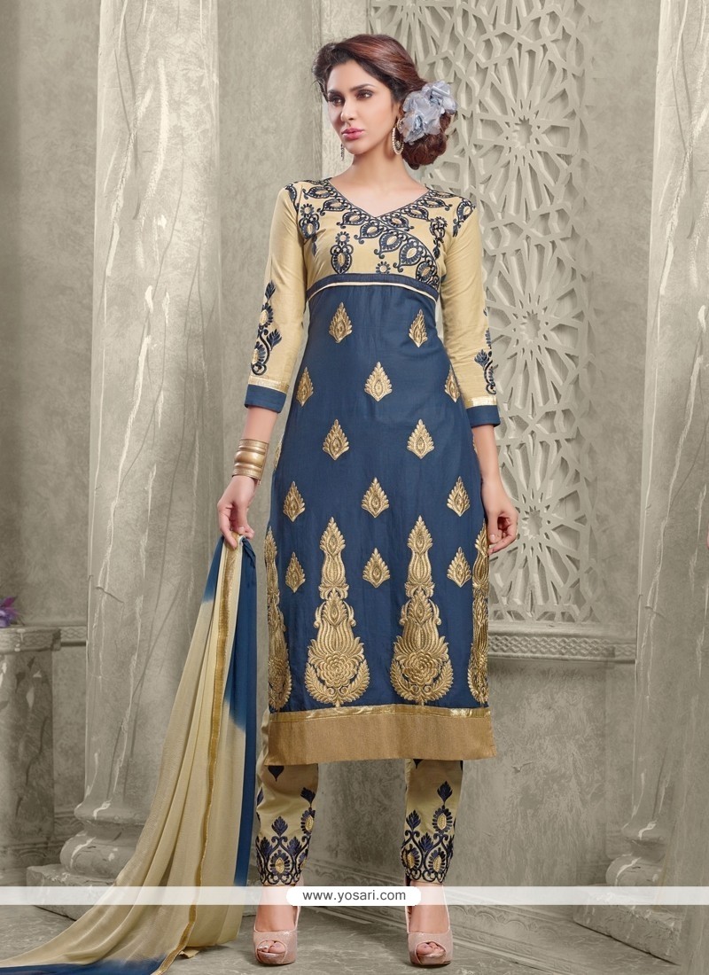 Exceeding Navy Blue Designer Straight Salwar Suit