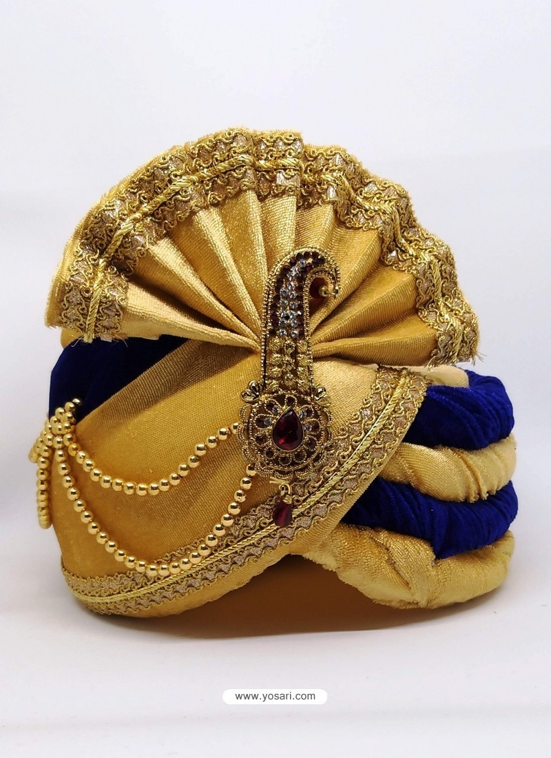Ethnic Cream Designer Velvet Wedding Turban