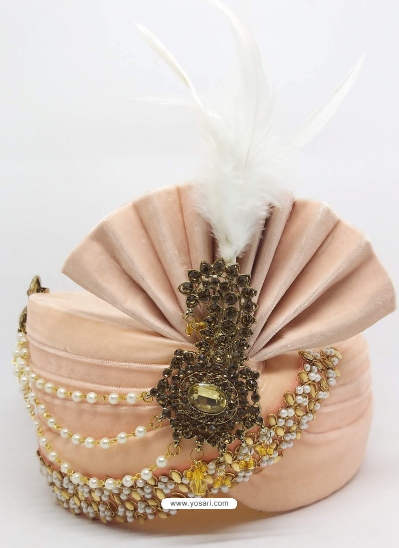 Baby Pink Designer Wedding Wear Turban