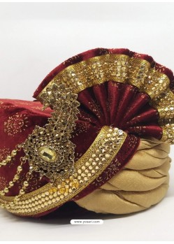 Ethnic Maroon Designer Wedding Wear Turban