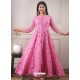 Light Pink Designer Printed Party Wear Pure Chanderi Kurti