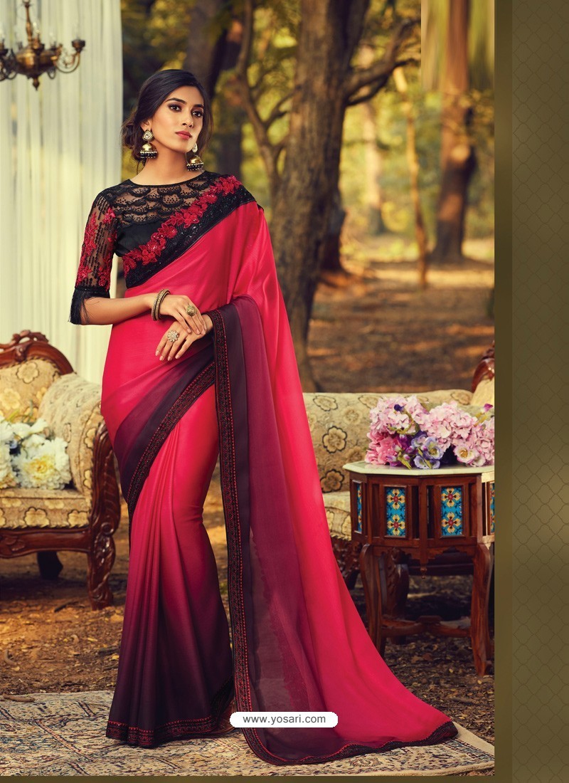 Crimson Stylish Designer Party Wear Sari