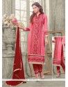 Adorable Embroidered Work Pink Designer Straight Salwar Kameez