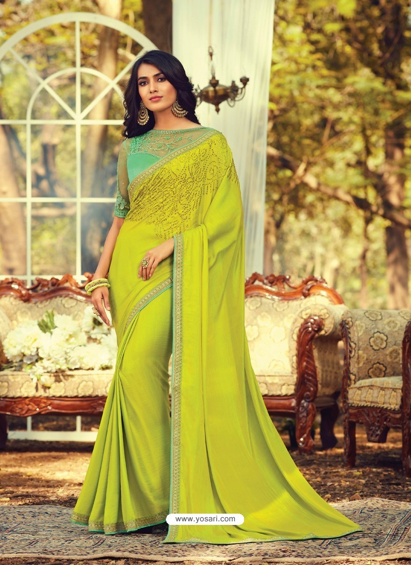 Lemon Stylish Designer Party Wear Sari