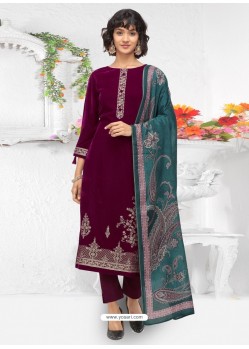 Violet Designer Wear Velvet Palazzo Salwar Suit